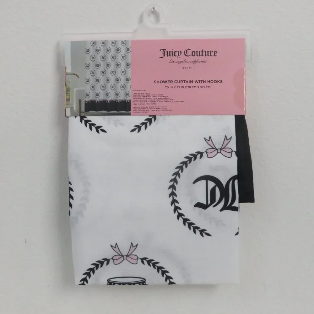 (#112) Juicy Couture Logo Print Shower Curtain with Hooks